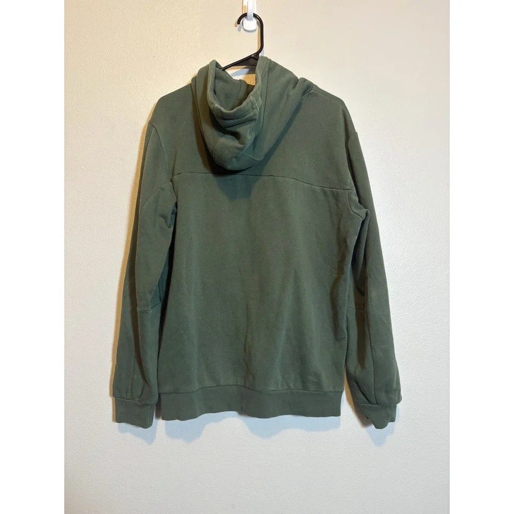 Adidas Green Hoodie Speckled Logo Stadium Fleece M Athleisure Cozy Sporty Relax